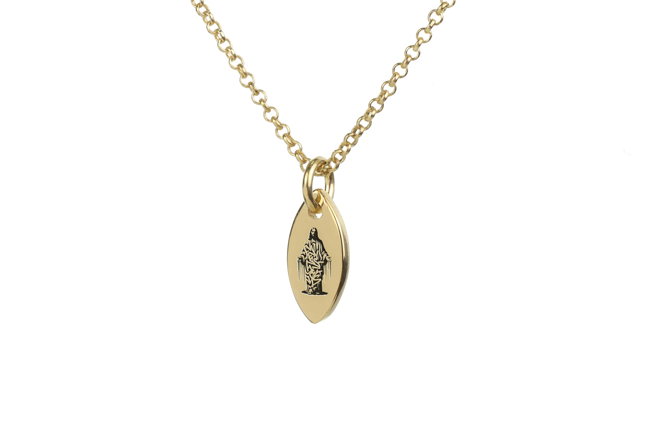 Collier d'or Jésus gravé avec pendentif marquise religieux d'exception - 6