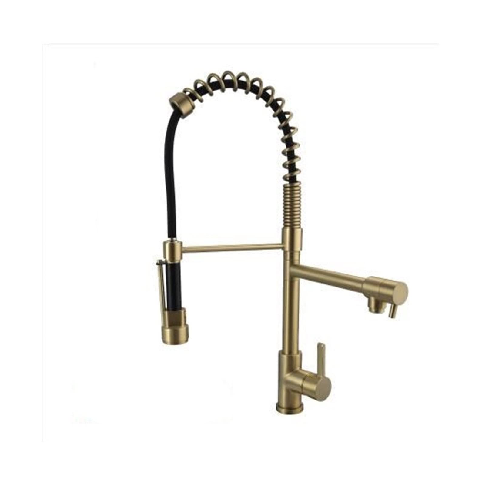 Grifo de Cocina, Grifo de Cocina extraíble Cepillo Grifo de Fregadero Dorado Grifo de Cocina de Estilo spaamerican de rotación de 360 ​​​​Grados/Artículo de 60 cm Comfortable Anniversary