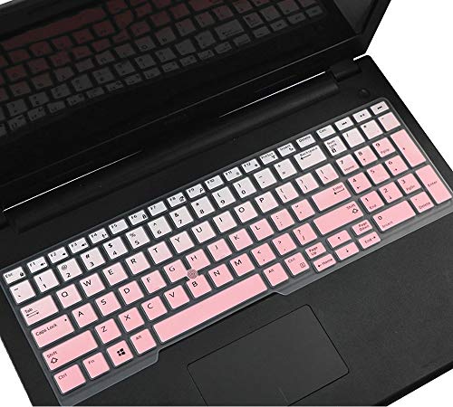 CaseBuy Keyboard Skin Compatible with Dell Latitude 5580 5590 5591 E5550 E5570, Precision M5520 15.6"/ Dell Precision M7510 M7520 M7710 M7720 17.3" Laptop with Pointing, Ombre Pink