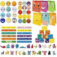 Moocuca 60 Stück Party-Mitgebsel – Inkl. 24 Mini-Figuren, 12 Geschenktüten, 12 Armbänder & 12 Abzeichen – bunte Geburtstagsgeschenke & Spielzeug