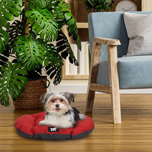 Ferplast Hundebett Relax, Hundekissen, Katzenkissen, Hundematte für Hundehütten und Autos – waschbar – aus Baumwolle mit weicher Polsterung, 43 x 30 cm. Rot