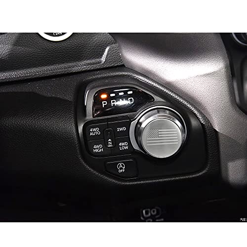 Dial Shifter Trim Plate Gear Shift Switch Knob Cover Decoration Sticker Stainless Steel Fit For Chrysler 300/200/Pacifica & Voyager,Dodge Ram 1500, Rebel & Ram 2500, Dodge Durango (Usa Flag Etched 02) #TOP5