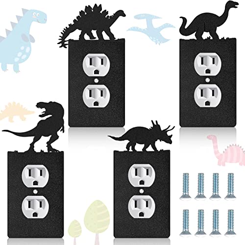 4 Pcs Dinosaur Kids Light Switch Cover Wall Plate Triceratops Stegosaurus Tyrannosaurus Dinosaur Outlet Cover Dino Single Toggle Light Switch Plates Cover For Home Kitchen (Novel) #TOP7