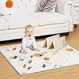 RONIPIC Baby Krabbelmatte, Babymatte Krabbelmatte Faltbar, Spielmatte Baby Schadstofffrei Doppelseiten Spielbar/Wasserdicht/BPA Frei (120x120x1cm)