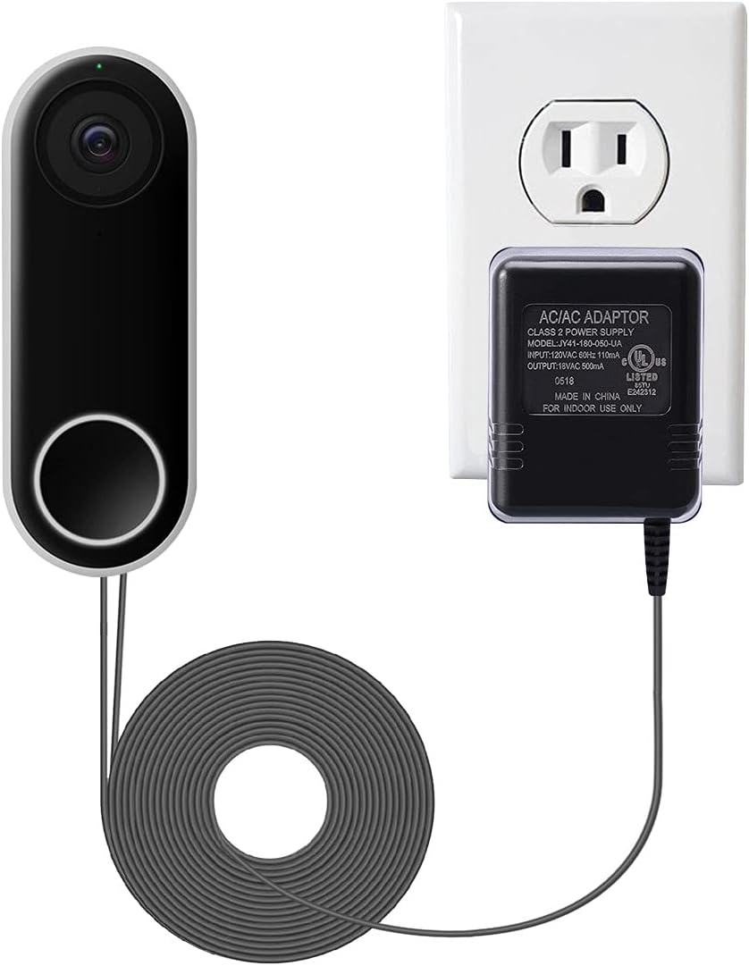 LANMU 18V Doorbell Transformer, Compatible with Nest Doorbell, Nest Hello, SimpliSafe & Blink, 5m (Black) Ethernet Powerline Adapter