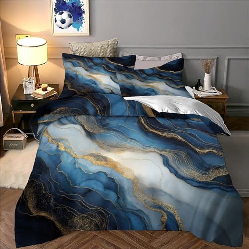 Housse de Couette Facile à Enfiler Fermeture Éclair Microfibre Douce Lit Double 3D
