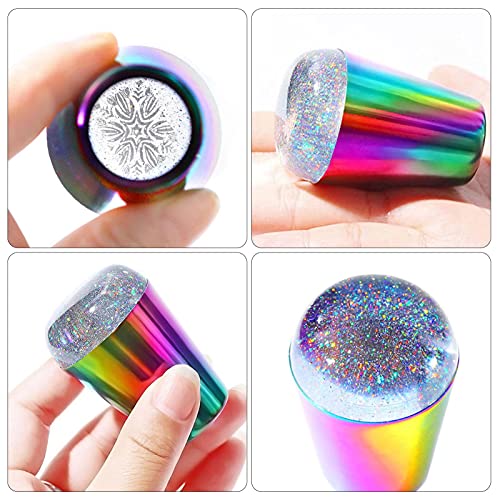 Nail Art Stamper, Silicone Nail Stamper Manopla colorida brilhante Carimbo de silicone para placas d