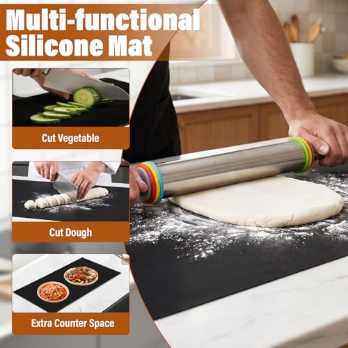 Extra Large Non Slip Pot Mat,(35.4" x 21.2"),Silicone Stove Cover-Shiny Black,Induction Cooktop Protector Mat by Bootuu - Used condition - Image 5