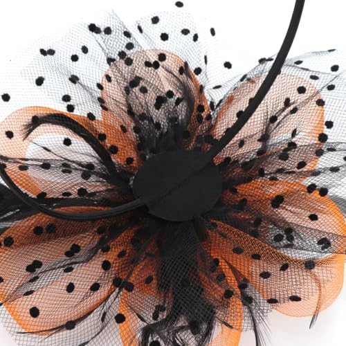 Image of DRESHOW Fascinators Hat Flower Mesh Ribbons Feathers on a Headband and a Clip Tea Party Headwear for Girls and Women