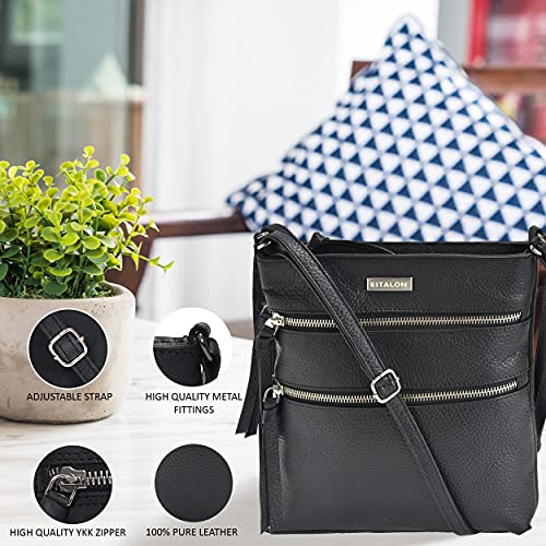 ESTALON Real Leather Crossbody Bag for Women - Women's Shoulder Sling Handbags Medium Purses Soft Crossover Purse Christmas Gift