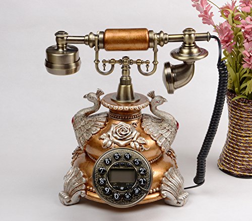Téléphone fixe de bureau au style ancien coloris orange - Version 1