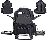 ADUSASA Gun range backpack Holds 6 full size pistols,Pistol range bag with 11 magazine slots,Suitable for training Pistol bag(Black)