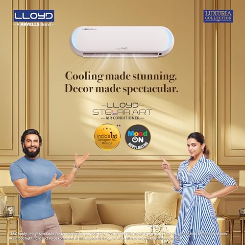 Image of Lloyd Stellar Art 1.5 T 5 Star Wi-Fi Inverter Split AC (6 in 1 Expandable,Cools Even at 60C,Mood Lighting,In-Built Air Purifier,Direct Voice Command,Copper,White Blush Pink, GLS18V5FBGST)