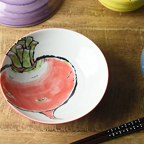 Amazon | 美濃焼 絵手紙 18.5cm浅鉢 赤かぶ | 絵手紙-puticafe | 丼