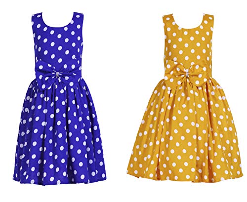 Image of Casual Frock for Baby Girls,Blue Printed and Olive Printed,Pack of 2