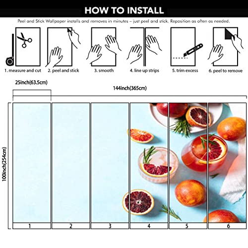 Vghuyevogere Modern Wallpaper Murals 3D Blood Orange Cocktails Fresh Fruits Blue Table Summer Cocktails Peel And Stick Removable Self-Adhesive Pvc Wall Stickers For Nursery Kids Bedroom Tv Wall Decor #TOP5