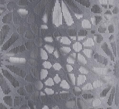Image of Fabrilia Geometric Pattern Window Net Curtains 5 feet Long Set of 2 for Living Room /Bedroom, Grey