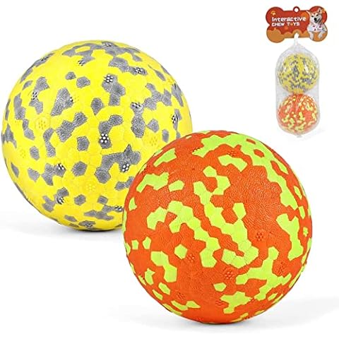 Super Stretchy Dog Ball, Dog Toy, Indestructible with the Latest Materials, Interactive Water Toy for Small and Medium Dogs (Yellow + Orange) Cover