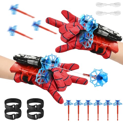 LIVESTN Launcher Handschuh, 2 Set Kids Spid-er Handschuhe Launcher-Handschuhe, Shooter Kinder Cosplay Handschuh Spielzeug für Kinder Fans