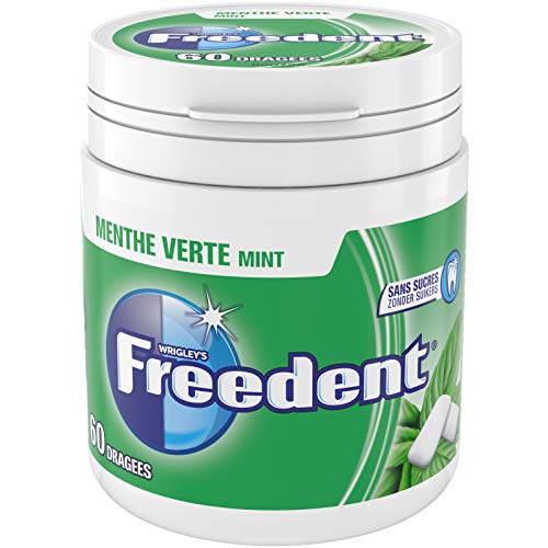 FREEDENT - Chewing-gum Menthe Verte sans sucres - Boîte de 60 dragées - 84g (Lot de 3)