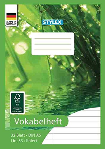 Preisvergleich Produktbild STYLEX 41205 Vokabelheft, FSC Holz, DIN A5, 32 Blatt