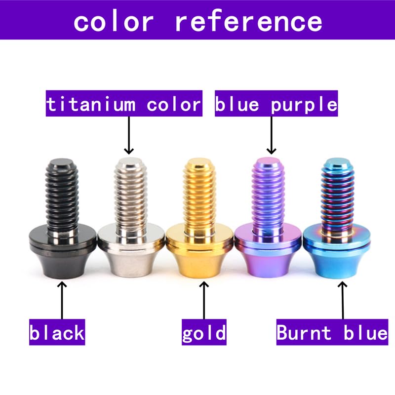 GR5 (Ti-6Al-4V) Titanium Alloy Water Bottle Cage Screws 4-Pack Washer-Proof Screws Bicycle Water Bottle Cage Screws M5 (Burnt Blue, M5x12mm=4pcs)