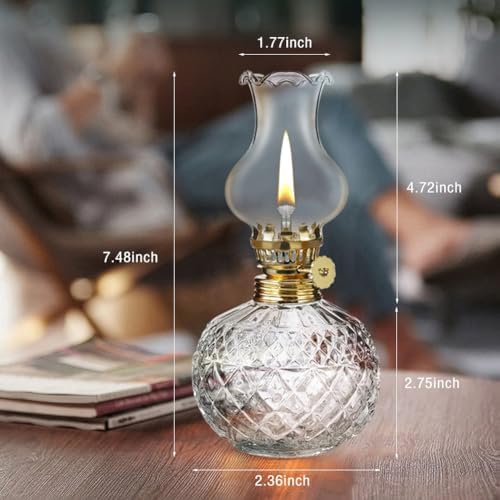 Vintage Oil Lamp for Indoor Use Decor Chamber Hurricane Lamp, CestMall Glass Kerosene Lamp for Home Emergency, Farmhouse Decor, Home Decor, Tabletop Decor