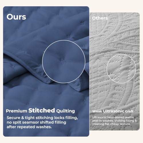 Image of Litanika King Quilt Bedding Set, 3 Pieces Blue Bedspreads & Coverlets Set | Cloud-like Soft, Breathable, lightweight, All-Season, Multi-Scenario, Machine Washable