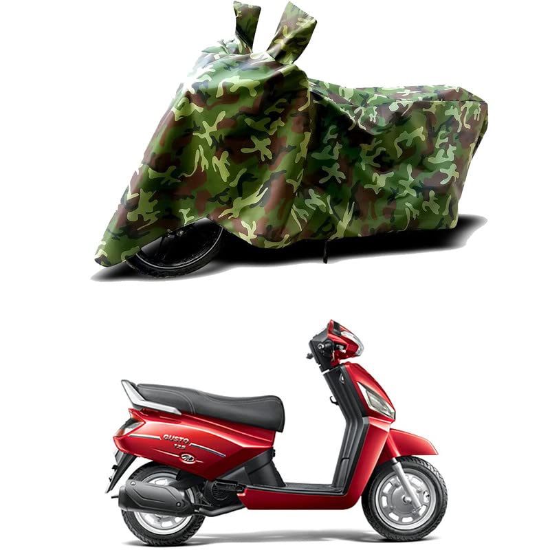Image of 100% Water Resistant Bike Scooty Two Wheeler Body Cover Compatible for Mahindra Gusto 125 VX /UV-Rays /Heat Protection /Birds Dropping /Scratchproof /Dust Proof /Waterproof /All Varient[Green MJ]