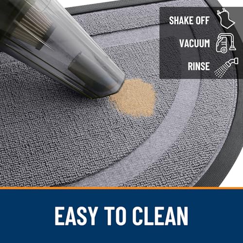 Image of OLANLY Half Circle Door Mat Indoor Outdoor Entrance Welcome, Waterproof All-Season, All-Weather Doormat, Sturdy Natural Rubber, Low Profile, Easy Clean Patio Porch Entryway Mat, 71x23, Classic Gray