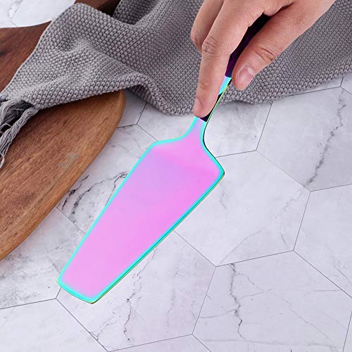 Cake Server, BuyGo Rainbow Pie Server Stainless Steel Pizza Spatula with Mirror Polish, 10.31 inches Long