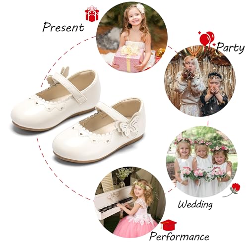 Image of PHIRAMIN Toddler Flower Girl Glitter Dress Shoes Little Girl Ballet Flats Bow Wedding Party