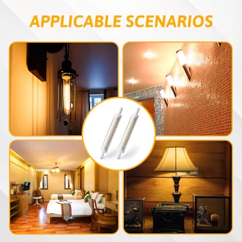 R7s Bulb 118mm LED Dimmable, 2Pcs 10W 3000k J118 Warm White Replacement R7s Liner Halogen Light Bulbs Equivalent Energy Saving Floodlight Security Light Bulb for Ceiling Uplighters Reading Lamps - Image 5