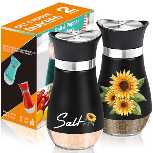 Black Sunflower Salt and Pepper Shakers Set