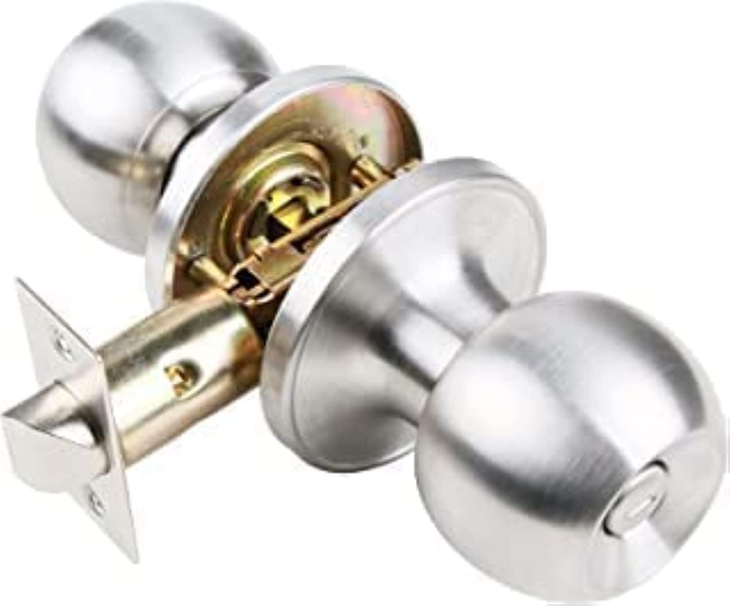 Dynamic Front Door Knob with Lock and Key Entry Door Lockset Ball Style Handle Door Knob Set With Keys (Stainless Steel)