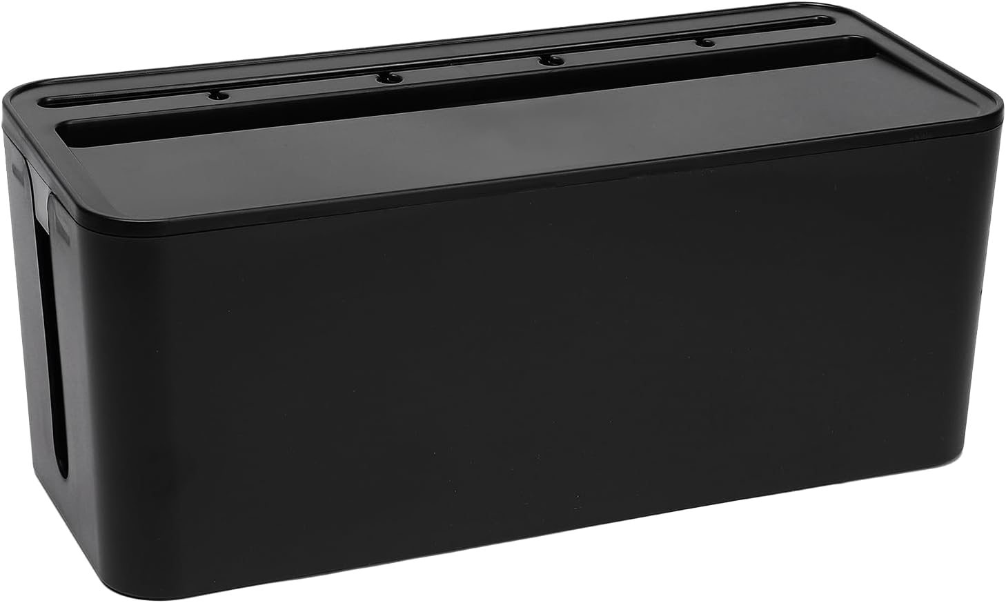 Cable Management Box | Cord Organizer for Power Strips, Surge Protectors, Extension Boards, and Routers | Child-Safe TV Cord Box for Home, Office, and Desktop Use | Black