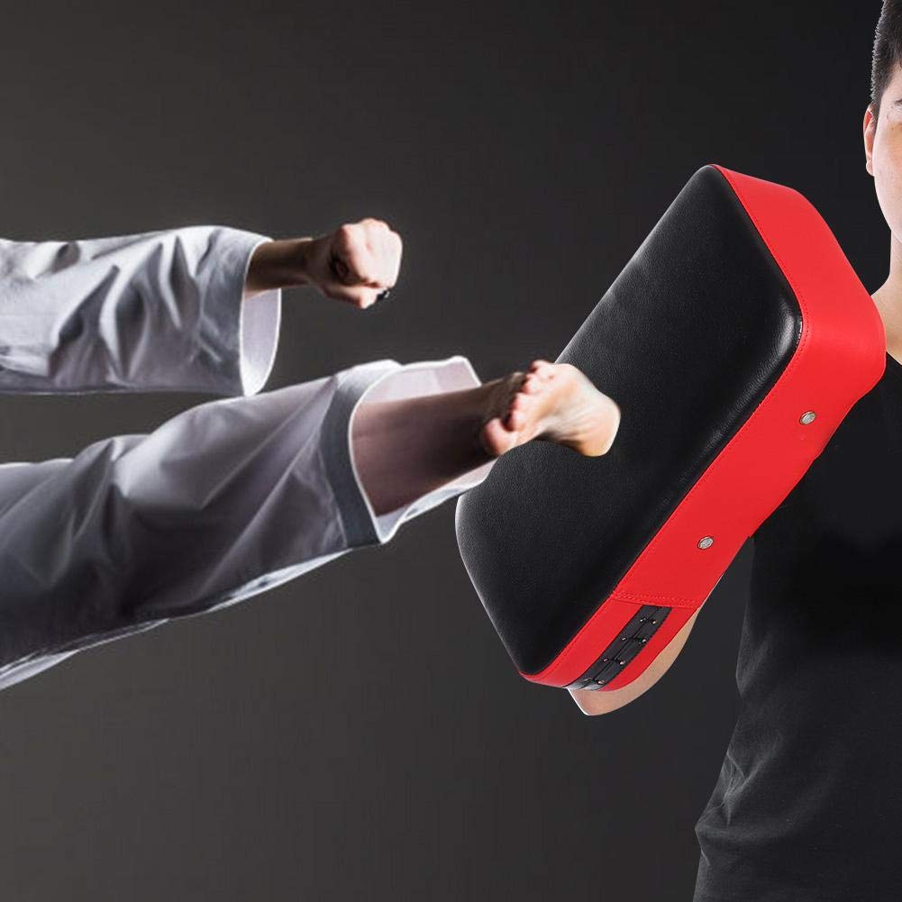 Dioche Coussinet de frappe en cuir synthétique - Cible de frappe épaisse - Pour entraînement de boxe thaïlandaise - Avec ceinture de compression hautement élastique