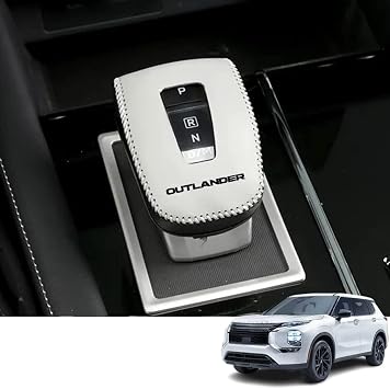 Custom Interior Accessories for Mitsubishi Outlander 2022 2023 2024 Leather Car Gear Shift Knob Cover Protector TrimWhite+Black