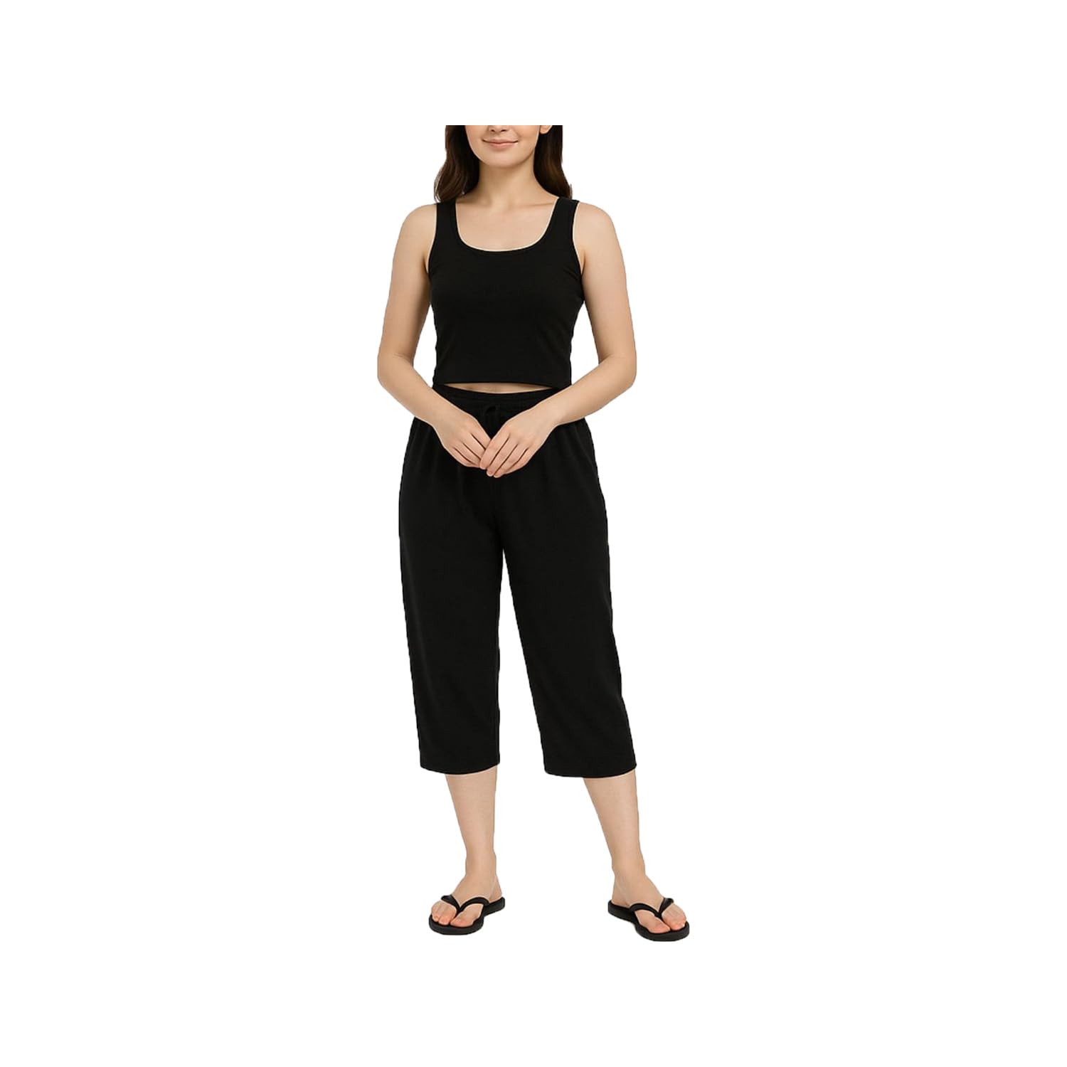 brand flex Womens Plain Loosefit Capri for Girls Single Pack Black-picture-37
