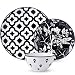 12-Piece Dinnerware Set,Wisenvoy Dishes Dinner Plate Set Service for 4, Black Ceiba