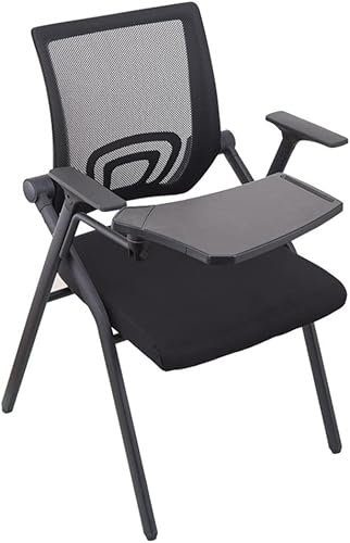 Miniatura 3 de WAEYZ Silla de entrenamiento plegable con tabla de mesa, silla de oficina plegable ergonómica, silla plegable de plástico de acero portátil compacta