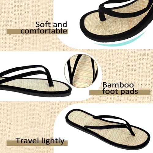 Cozypower Women's Bamboo Flip Flop Non Slip Lightweight Indoor Summer Beach Sandals Woven Straw Bamboo Slippers2
