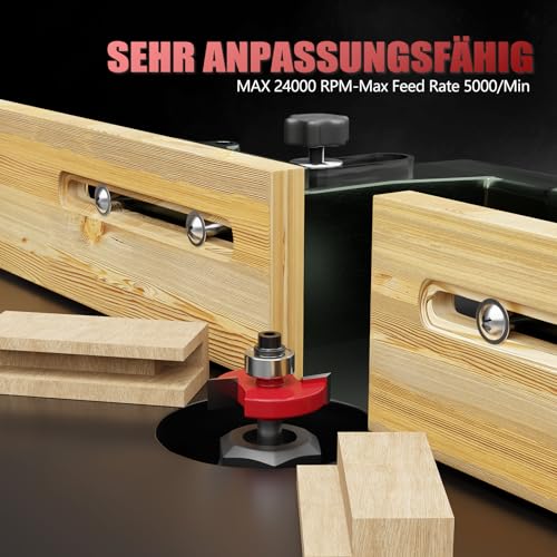 CSOOM 10 Stück Bündigfräser mit 2 Schlagmagnetbits, 6 Lager, 2 Schraubenschlüssel, 6mm Schaft Bündigfräser-Set，Hartmetallfräser, Werkzeuge für die Holzbearbeitung