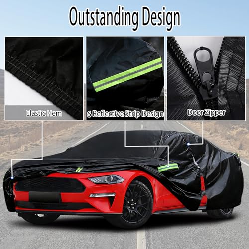 Image of Car Cover Compatible with for Ford Mustang /Shelby 1965-2025 | Waterproof All Weather for Automobiles, Outdoor Full Cover Rain Sun UV Protection, Black