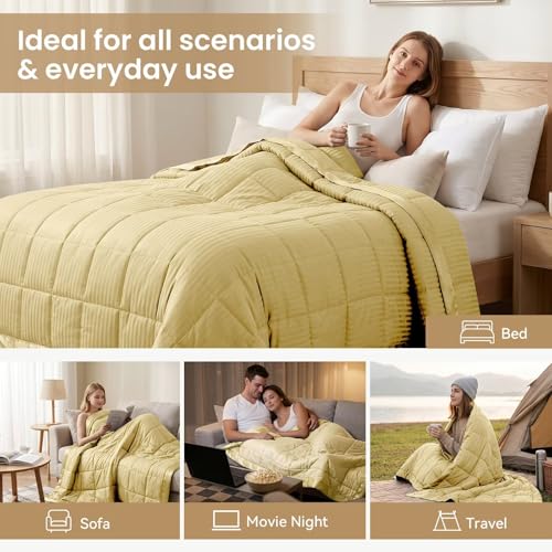 downluxe Down Alternative Blanket for Bed, Satin Trim, Queen, Yellow by downluxe - Used condition - Image 8