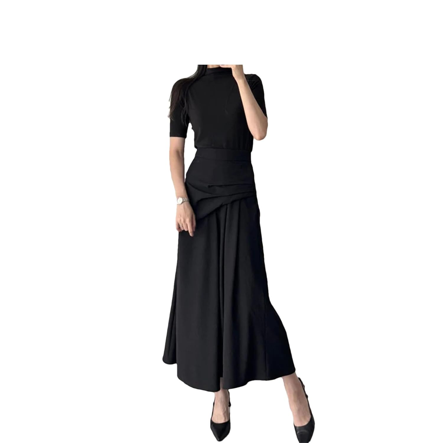 Women Irregular High Waist Solid Color Office Elegant Skirts