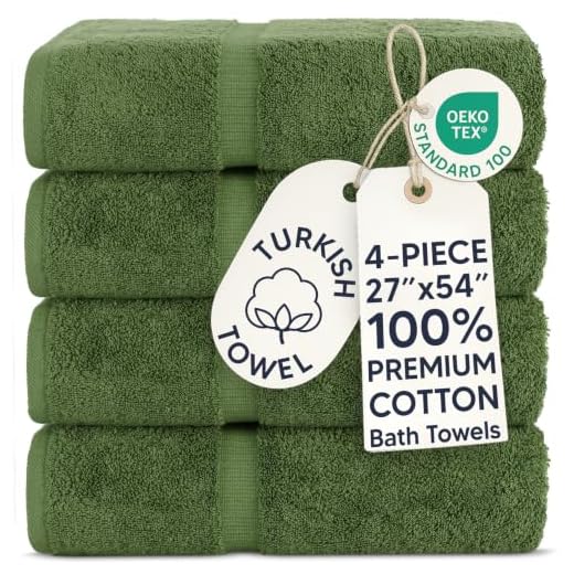 Chakir Turkish Linens Turkish Cotton Luxury Hotel & Spa Bath Towel, Bath Towel - Set of 4, Moss