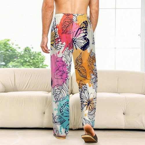 Pantalon de détente femme avec poches et bas pyjama long papillons S