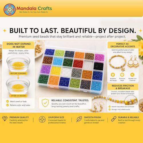 Image of Mandala Crafts 11 /0 Glass Seed Beads for Beadwork - 15000 Pcs 2mm Matte Round Small Rocaille Beads for Jewelry Making, Necklace Bracelet Earring Craft Supplies