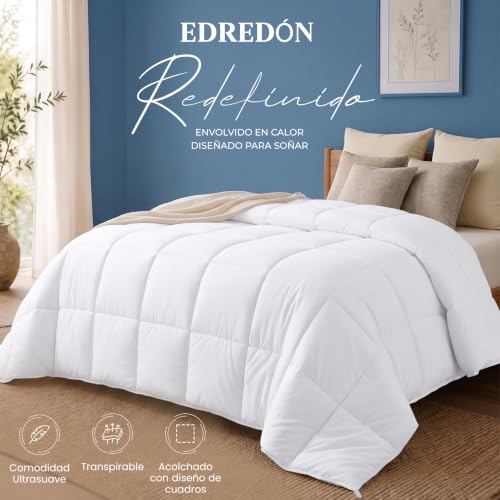 Miniatura 2 de Utopia Bedding Edredón Acolchado 220x240 Cm, Edredon Cama 135 150, Relleno Nórdico 200 Gr M En 100 Microfibra Blanco